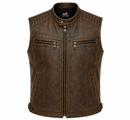 Iron Ridge Leather Vest – Vintage Racer Motorcycle Vest