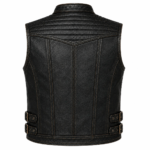 Blackout Sentinel Leather Vest – Premium Motorcycle Vest