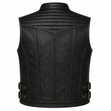 Blackout Sentinel Leather Vest – Premium Motorcycle Vest