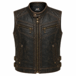 Shadowforge Leather Vest – Quilted Biker Motorcycle Vest