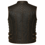 Shadowforge Leather Vest – Quilted Biker Motorcycle Vest