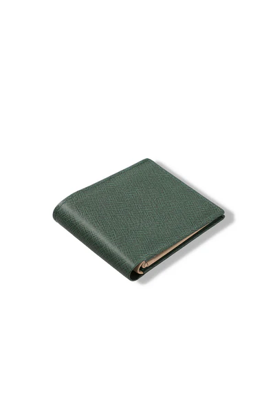 Emerald Edge Leather Bifold Wallet – Premium Textured Slim Card & Cash Holder (Handmade)