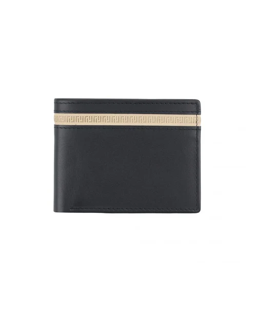 Handmade Black Genuine Leather Bifold Wallet with Off-White Accent Band – Premium Slim Card Holder Handmade Black Genuine Leather Bifold Wallet with Off-White Accent Band – Premium Slim Card Holder