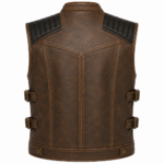 Men's Distressed Brown Leather Motorcycle Vest