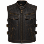 Premium Distressed Leather Motorcycle Vest