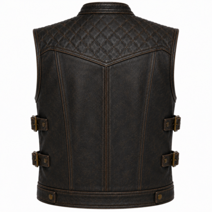 Premium Distressed Leather Motorcycle Vest