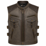 Vintage Distressed Leather Motorcycle Vest