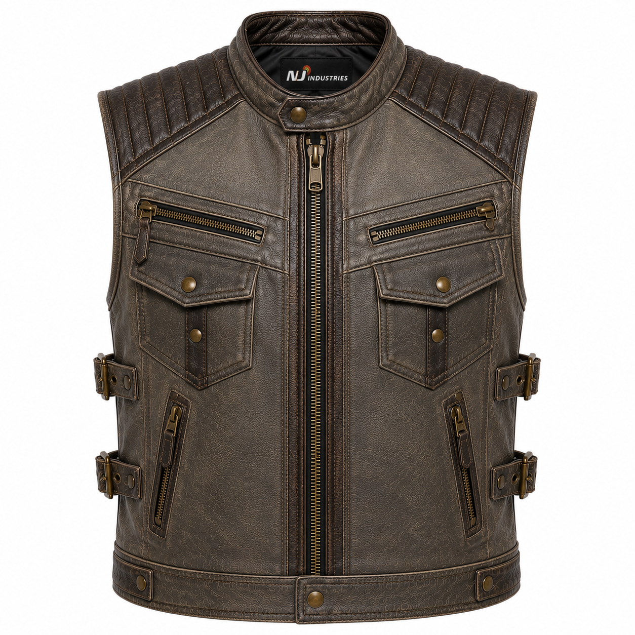 Vintage Distressed Leather Motorcycle Vest Vintage Distressed Leather Motorcycle Vest