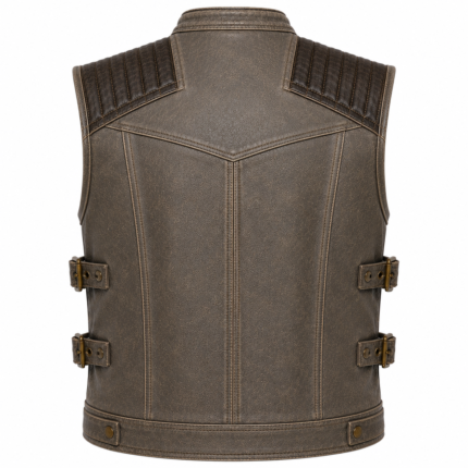 Vintage Distressed Leather Motorcycle Vest